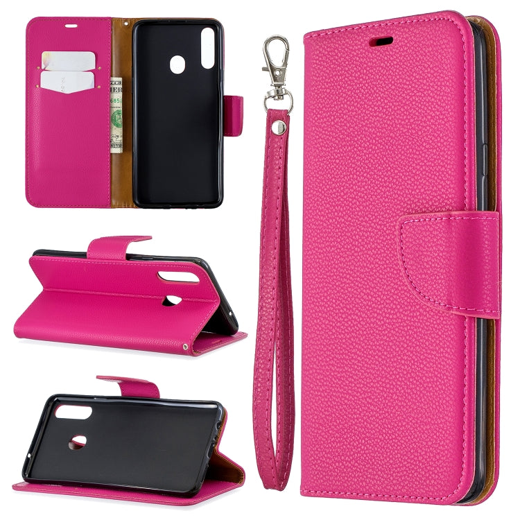 For Galaxy A20s Litchi Texture Pure Color Horizontal Flip PU Leather Case with Holder & Card Slots & Wallet & Lanyard