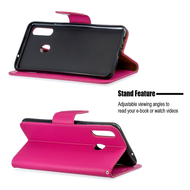 For Galaxy A20s Litchi Texture Pure Color Horizontal Flip PU Leather Case with Holder & Card Slots & Wallet & Lanyard