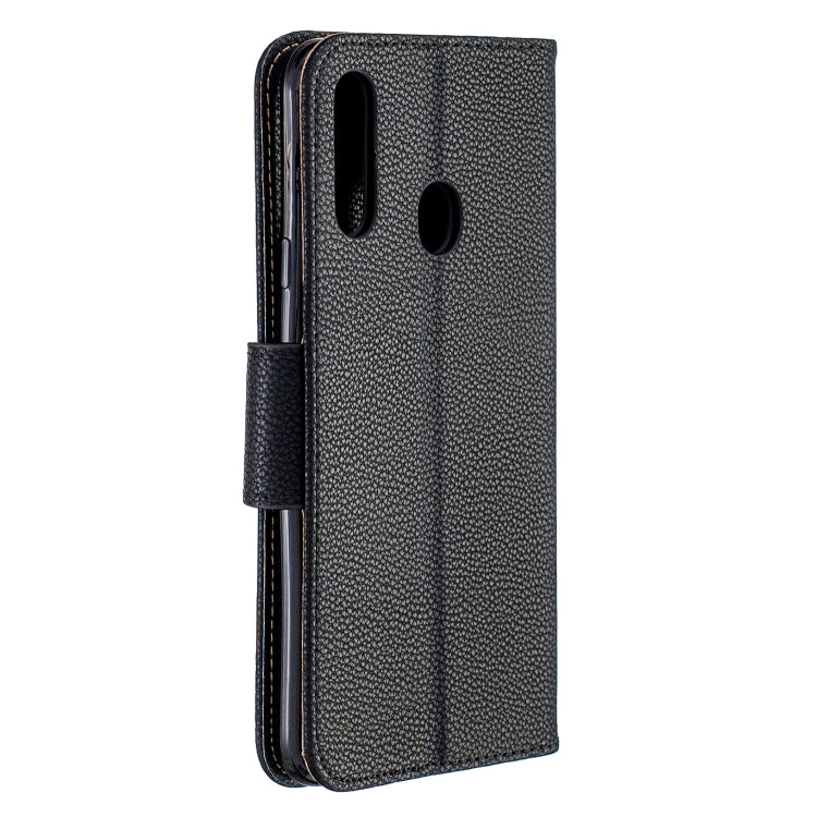 For Galaxy A20s Litchi Texture Pure Color Horizontal Flip PU Leather Case with Holder & Card Slots & Wallet & Lanyard