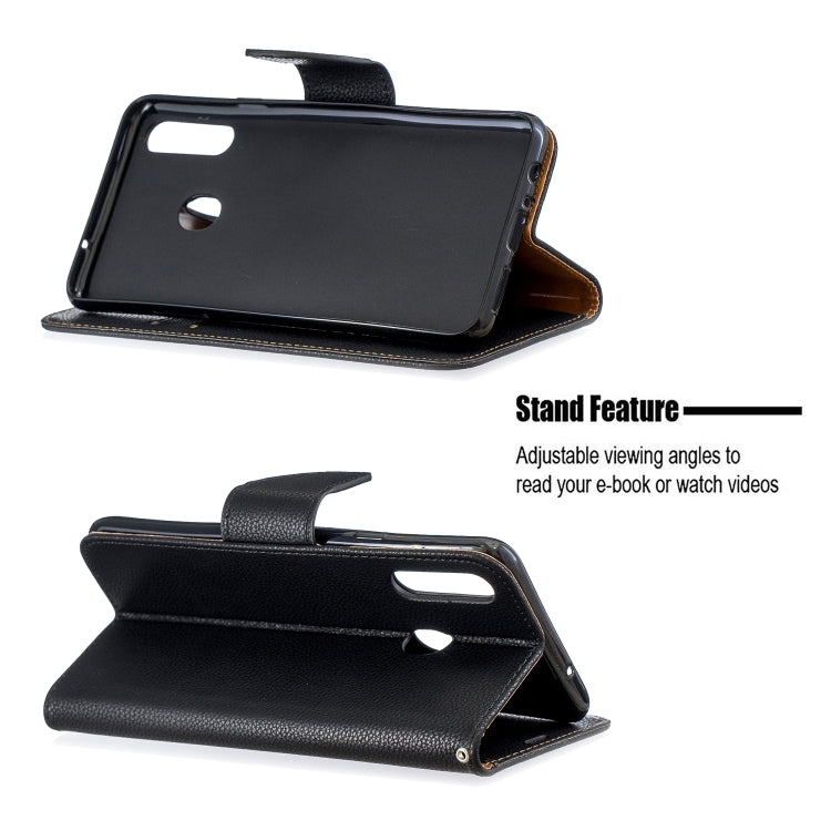 For Galaxy A20s Litchi Texture Pure Color Horizontal Flip PU Leather Case with Holder & Card Slots & Wallet & Lanyard
