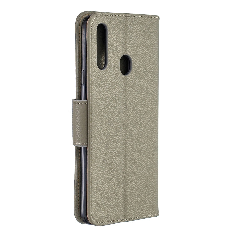 For Galaxy A20s Litchi Texture Pure Color Horizontal Flip PU Leather Case with Holder & Card Slots & Wallet & Lanyard