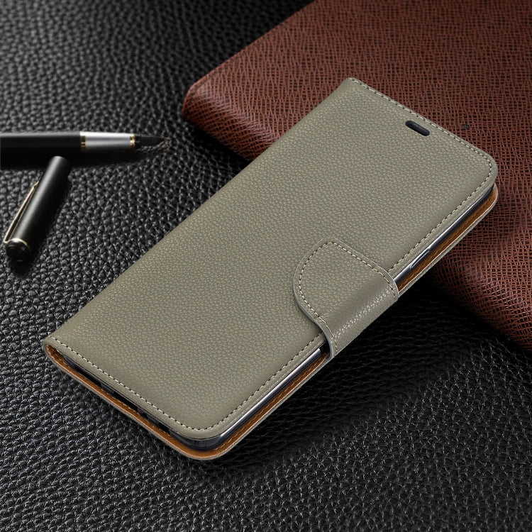 For Galaxy A20s Litchi Texture Pure Color Horizontal Flip PU Leather Case with Holder & Card Slots & Wallet & Lanyard