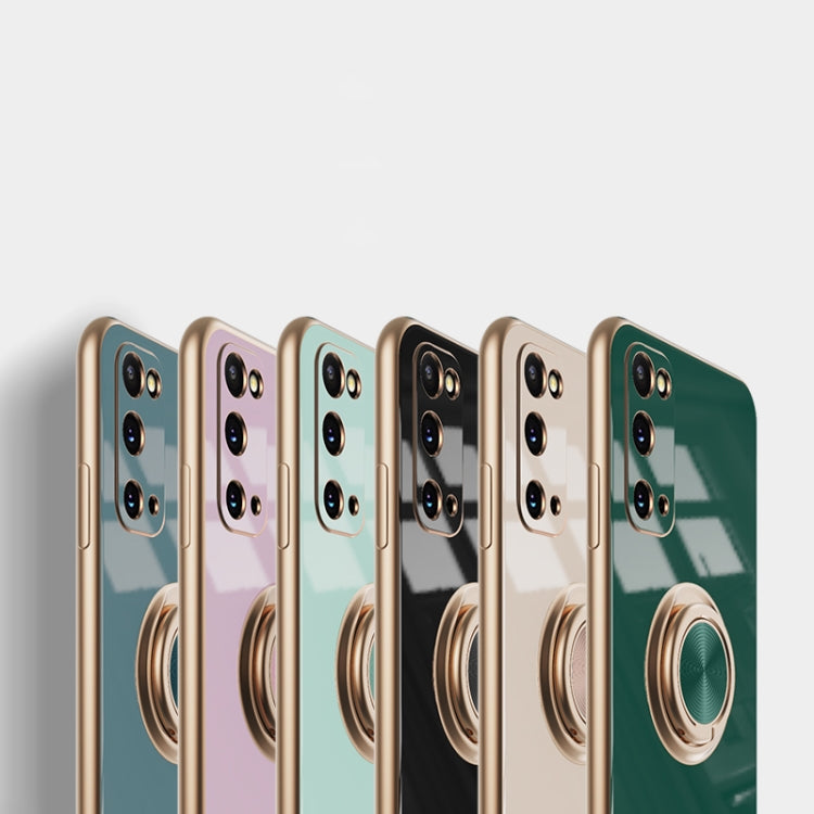 For Samsung Galaxy S20 FE 6D Electroplating Full Coverage Silicone Protective Case with Magnetic Ring Holder