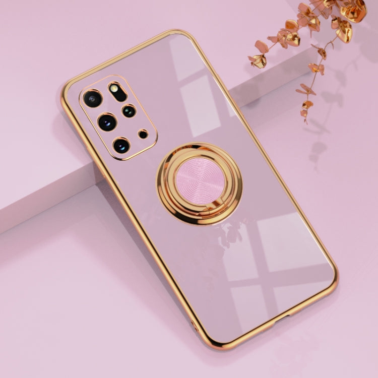 For Samsung Galaxy S20 Plus 6D Electroplating Full Coverage Silicone Protective Case with Magnetic Ring Holder