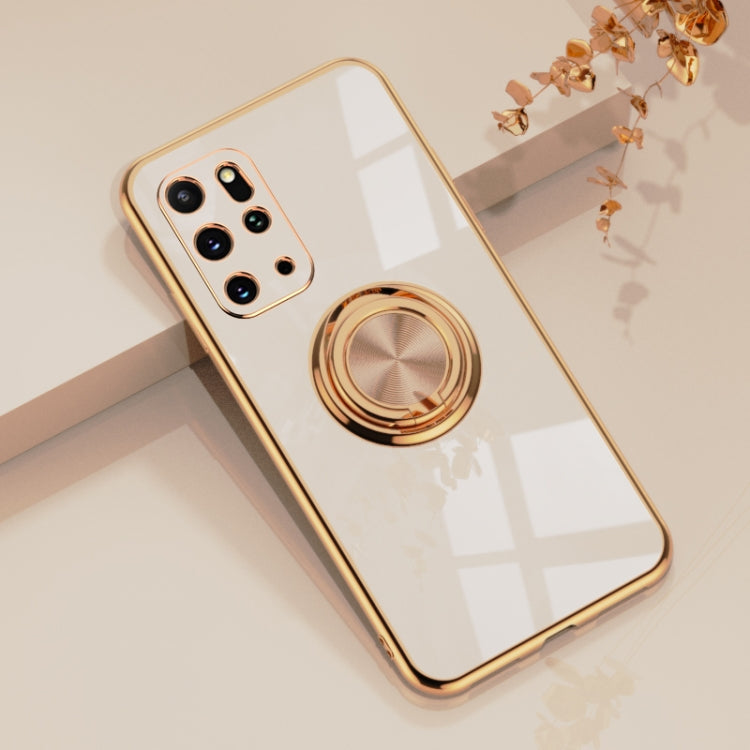 For Samsung Galaxy S20 Plus 6D Electroplating Full Coverage Silicone Protective Case with Magnetic Ring Holder
