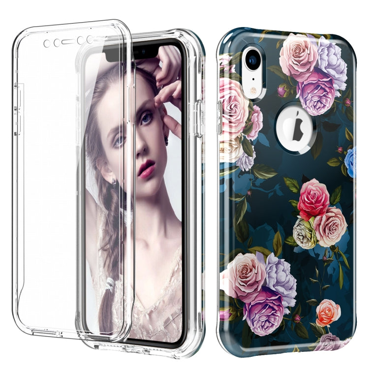 For iPhone XR Shockproof PC+TPU Back Protective Case + Front PET Screen Protector