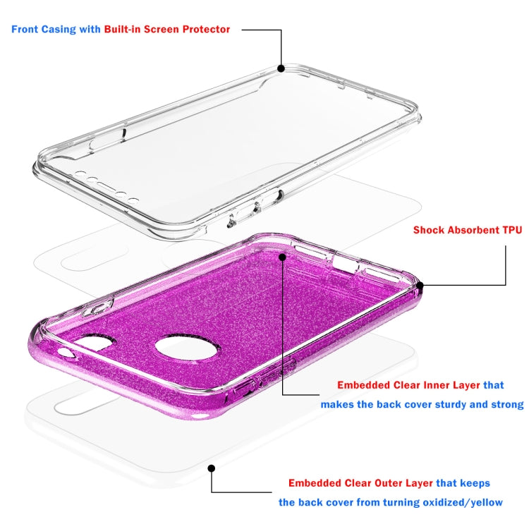 For iPhone XS Max Shockproof PC+TPU Back Protective Case + Front PET Screen Protector
