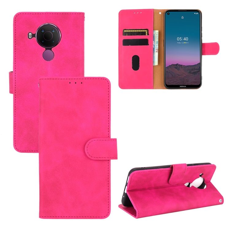 For Nokia 5.4 Solid Color Skin Feel Magnetic Buckle Horizontal Flip Calf Texture PU Leather Case with Holder & Card Slots & Wallet