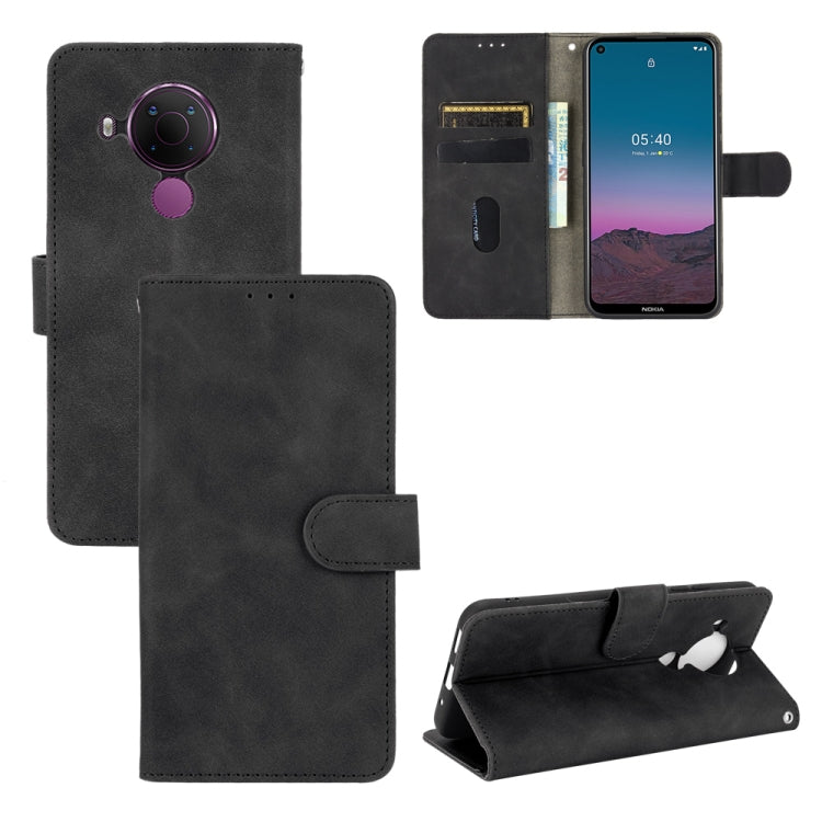 For Nokia 5.4 Solid Color Skin Feel Magnetic Buckle Horizontal Flip Calf Texture PU Leather Case with Holder & Card Slots & Wallet