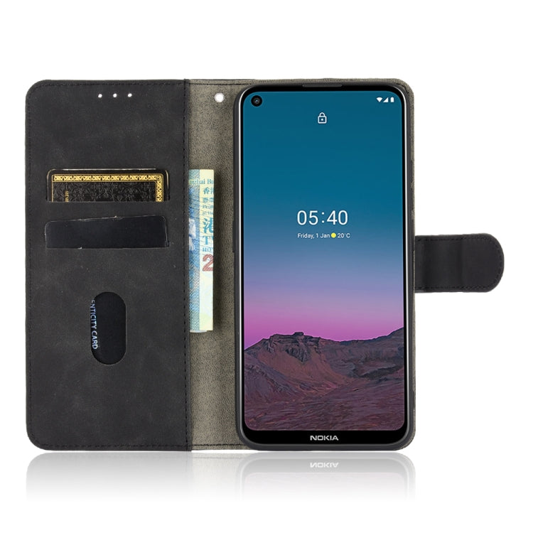 For Nokia 5.4 Solid Color Skin Feel Magnetic Buckle Horizontal Flip Calf Texture PU Leather Case with Holder & Card Slots & Wallet