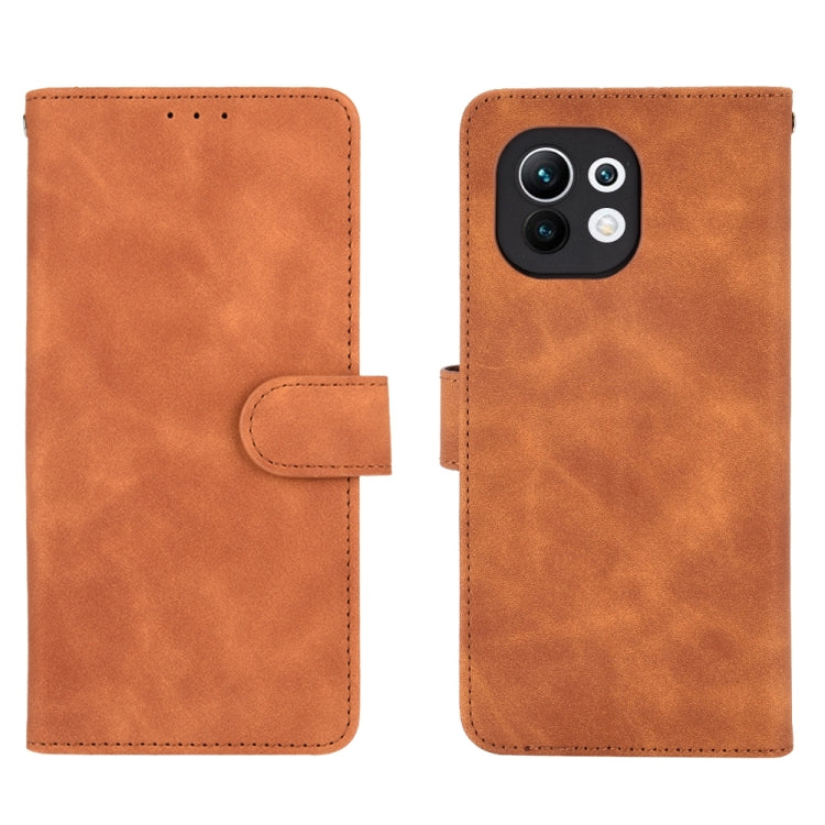 For Xiaomi Mi 11 Solid Color Skin Feel Magnetic Buckle Horizontal Flip Calf Texture PU Leather Case with Holder & Card Slots & Wallet