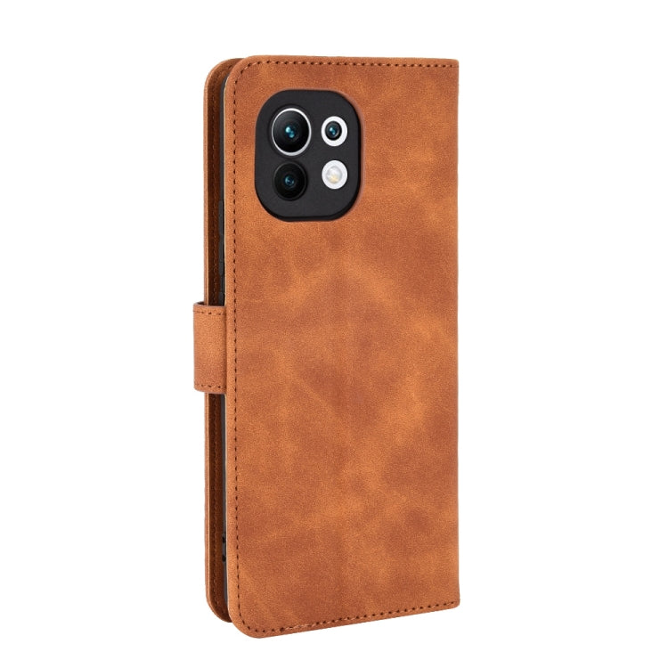 For Xiaomi Mi 11 Solid Color Skin Feel Magnetic Buckle Horizontal Flip Calf Texture PU Leather Case with Holder & Card Slots & Wallet