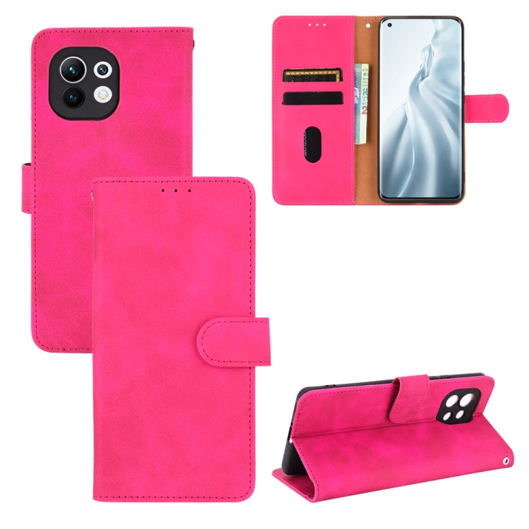 For Xiaomi Mi 11 Solid Color Skin Feel Magnetic Buckle Horizontal Flip Calf Texture PU Leather Case with Holder & Card Slots & Wallet