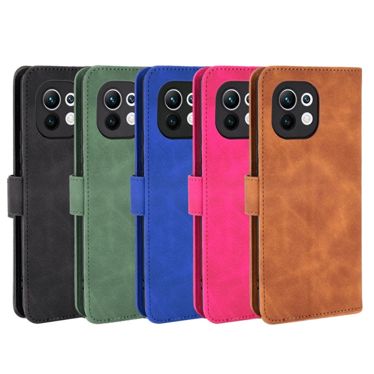 For Xiaomi Mi 11 Solid Color Skin Feel Magnetic Buckle Horizontal Flip Calf Texture PU Leather Case with Holder & Card Slots & Wallet