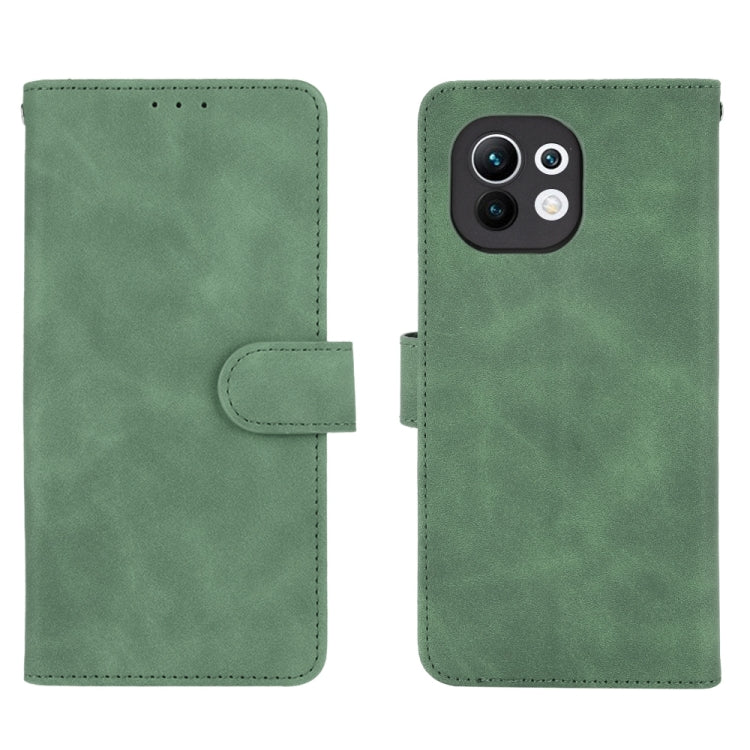 For Xiaomi Mi 11 Solid Color Skin Feel Magnetic Buckle Horizontal Flip Calf Texture PU Leather Case with Holder & Card Slots & Wallet