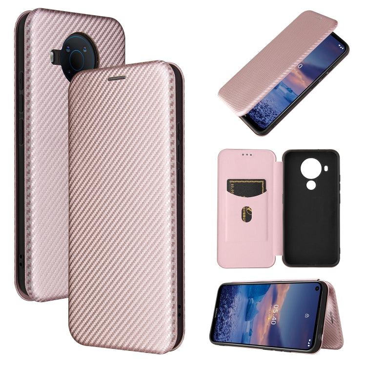 For Nokia 5.4 Carbon Fiber Texture Horizontal Flip TPU + PC + PU Leather Case with Card Slot