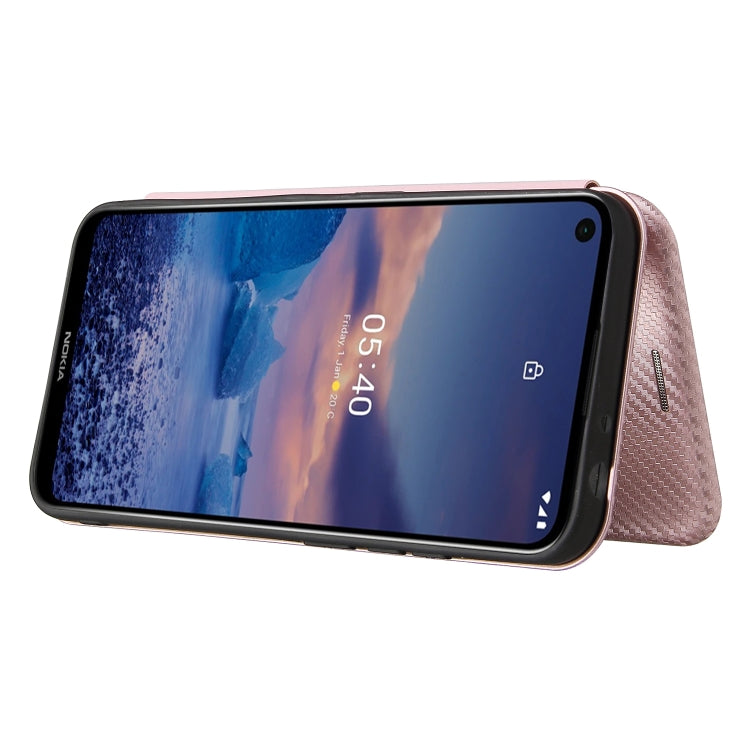 For Nokia 5.4 Carbon Fiber Texture Horizontal Flip TPU + PC + PU Leather Case with Card Slot