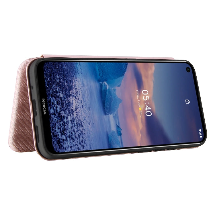 For Nokia 5.4 Carbon Fiber Texture Horizontal Flip TPU + PC + PU Leather Case with Card Slot