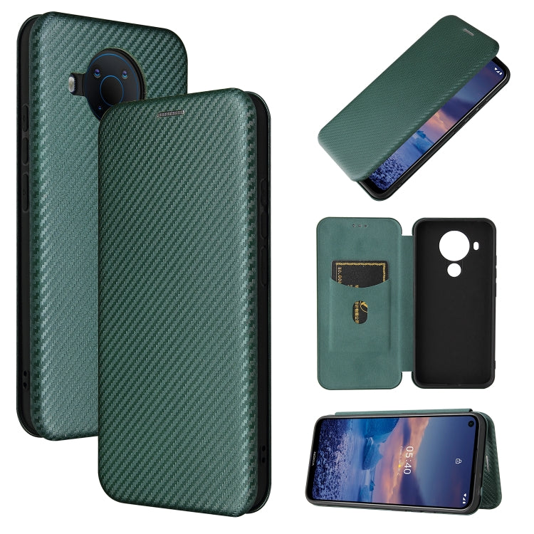 For Nokia 5.4 Carbon Fiber Texture Horizontal Flip TPU + PC + PU Leather Case with Card Slot