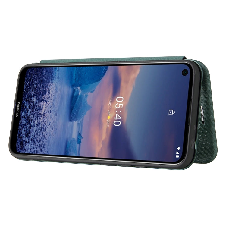 For Nokia 5.4 Carbon Fiber Texture Horizontal Flip TPU + PC + PU Leather Case with Card Slot