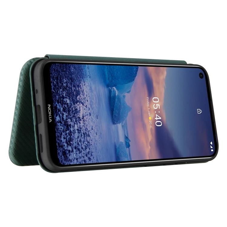 For Nokia 5.4 Carbon Fiber Texture Horizontal Flip TPU + PC + PU Leather Case with Card Slot