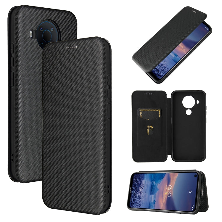 For Nokia 5.4 Carbon Fiber Texture Horizontal Flip TPU + PC + PU Leather Case with Card Slot