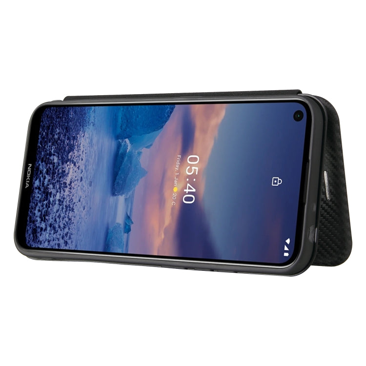 For Nokia 5.4 Carbon Fiber Texture Horizontal Flip TPU + PC + PU Leather Case with Card Slot
