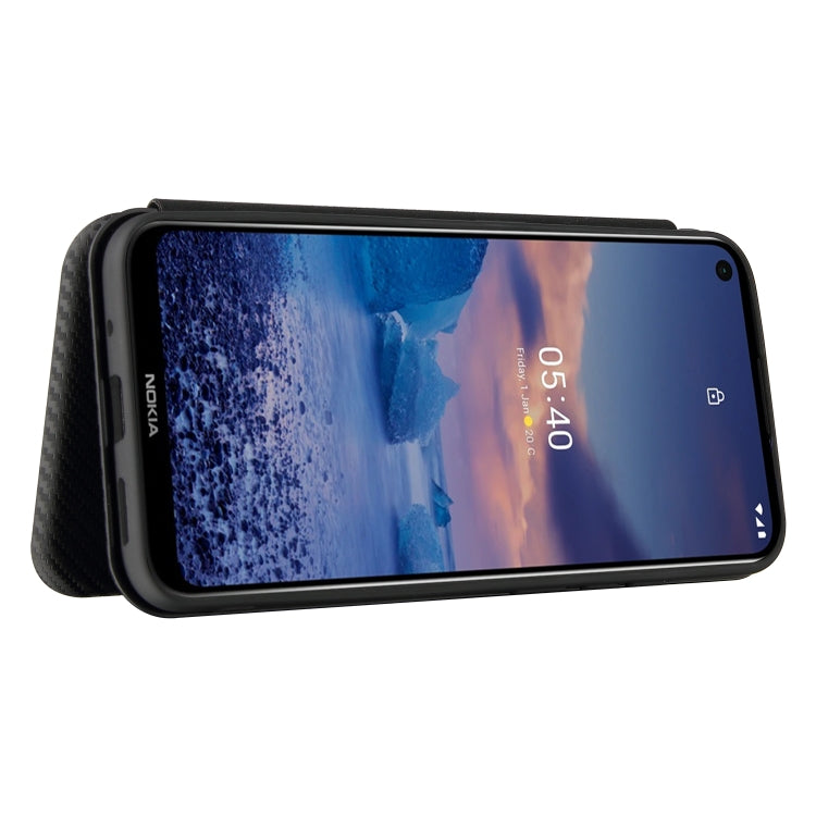 For Nokia 5.4 Carbon Fiber Texture Horizontal Flip TPU + PC + PU Leather Case with Card Slot