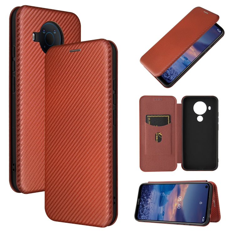 For Nokia 5.4 Carbon Fiber Texture Horizontal Flip TPU + PC + PU Leather Case with Card Slot