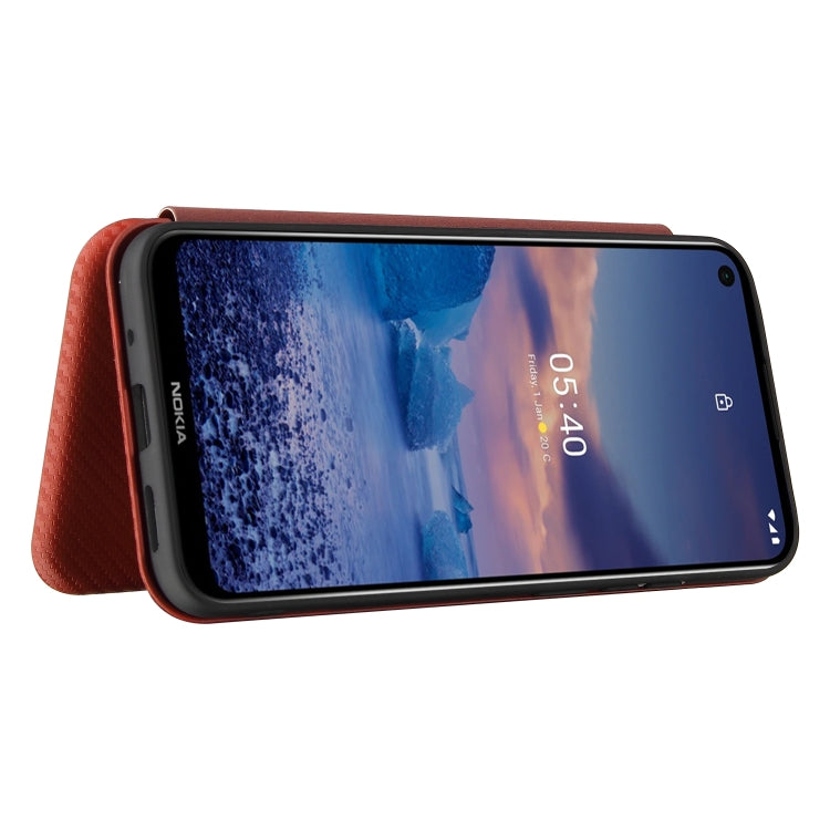 For Nokia 5.4 Carbon Fiber Texture Horizontal Flip TPU + PC + PU Leather Case with Card Slot