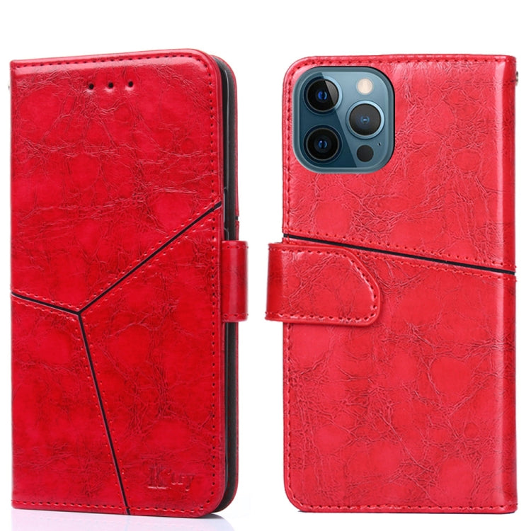 For iPhone 12 Pro Max Geometric Stitching Horizontal Flip TPU + PU Leather Case with Holder & Card Slots & Wallet