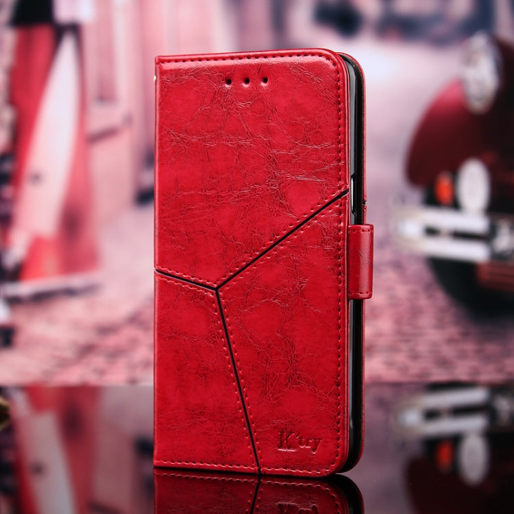 For iPhone 12 Pro Max Geometric Stitching Horizontal Flip TPU + PU Leather Case with Holder & Card Slots & Wallet