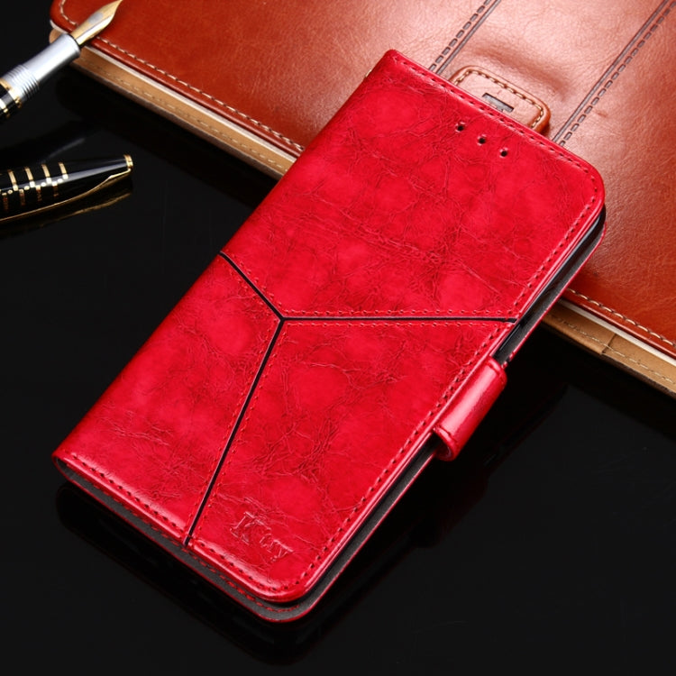 For iPhone 12 Pro Max Geometric Stitching Horizontal Flip TPU + PU Leather Case with Holder & Card Slots & Wallet