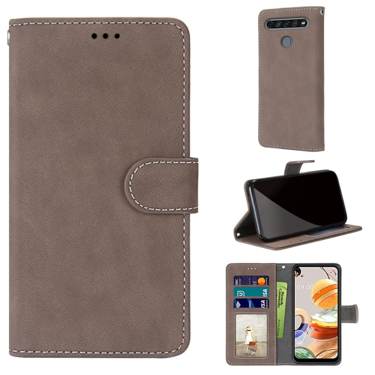 For LG K61 Retro Frosted Horizontal Flip PU Leather Case with Holder & Card Slots & Wallet & Photo Frame