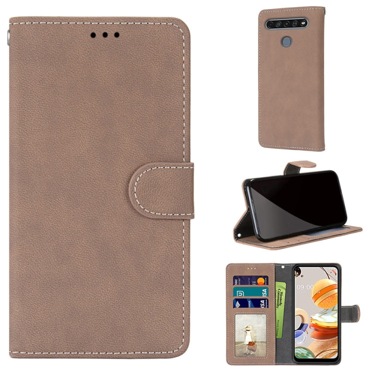 For LG K61 Retro Frosted Horizontal Flip PU Leather Case with Holder & Card Slots & Wallet & Photo Frame