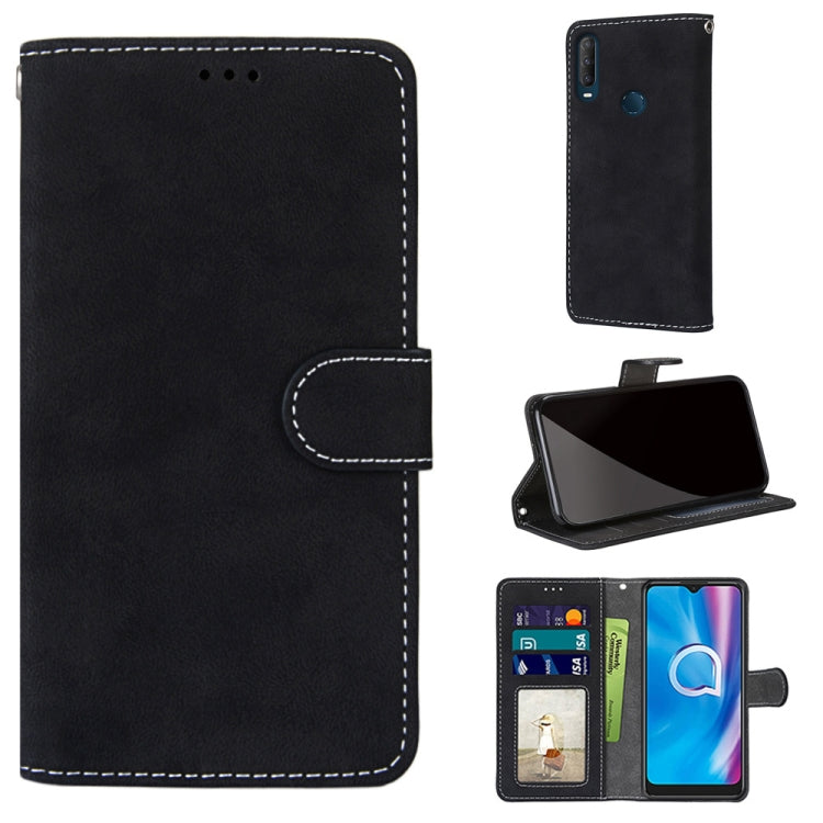 For Alcatel 1SE 2020 Retro Frosted Horizontal Flip PU Leather Case with Holder & Card Slots & Wallet & Photo Frame