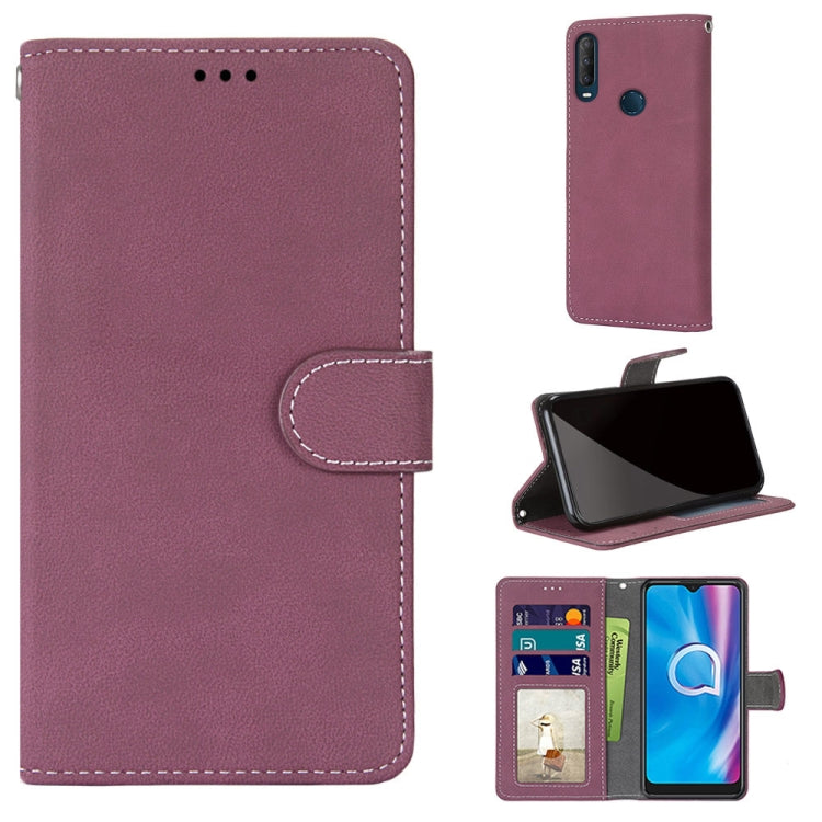 For Alcatel 1SE 2020 Retro Frosted Horizontal Flip PU Leather Case with Holder & Card Slots & Wallet & Photo Frame