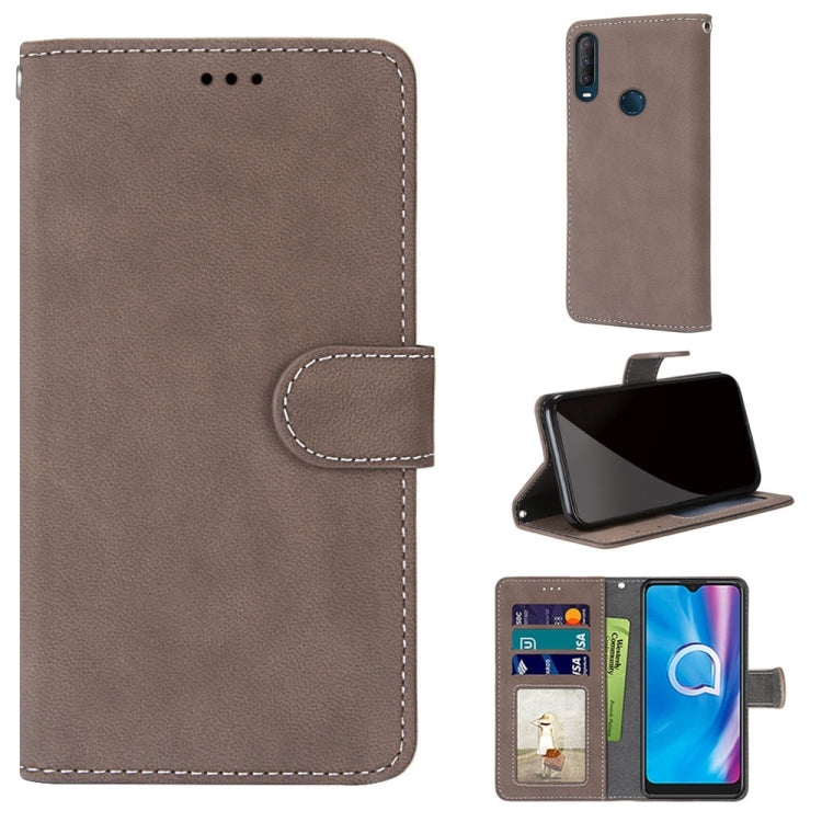 For Alcatel 1SE 2020 Retro Frosted Horizontal Flip PU Leather Case with Holder & Card Slots & Wallet & Photo Frame