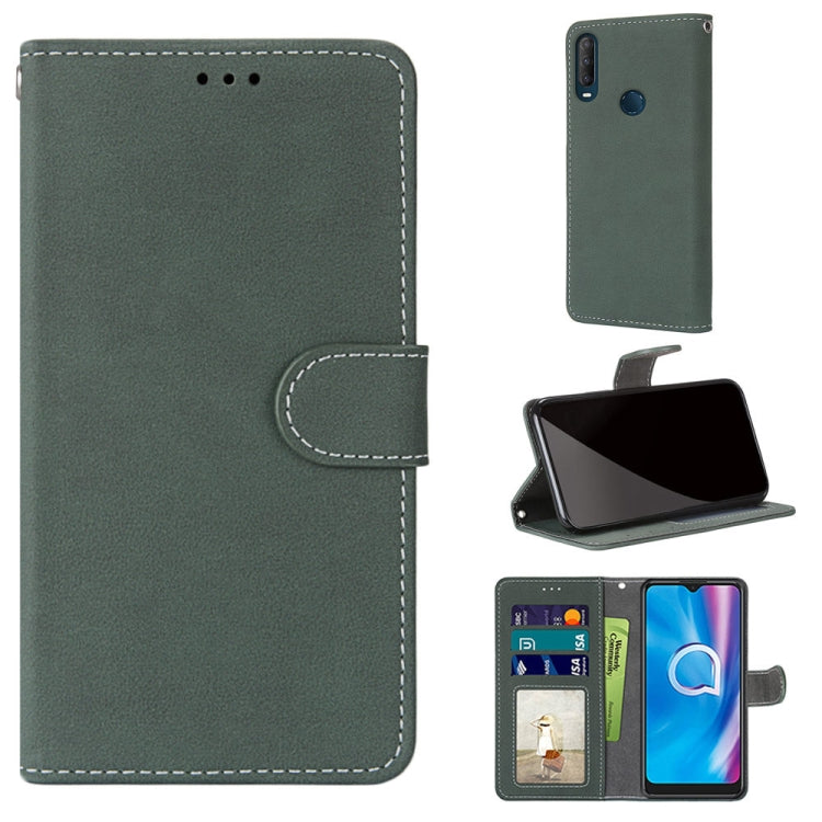 For Alcatel 1SE 2020 Retro Frosted Horizontal Flip PU Leather Case with Holder & Card Slots & Wallet & Photo Frame
