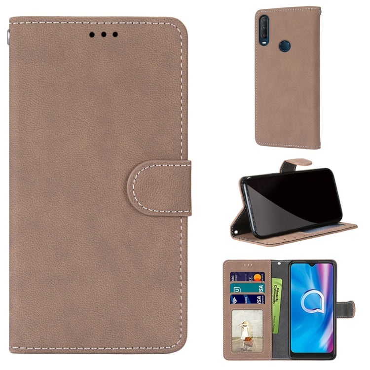 For Alcatel 1SE 2020 Retro Frosted Horizontal Flip PU Leather Case with Holder & Card Slots & Wallet & Photo Frame