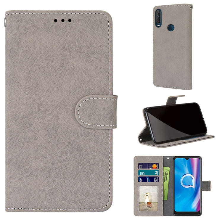 For Alcatel 1SE 2020 Retro Frosted Horizontal Flip PU Leather Case with Holder & Card Slots & Wallet & Photo Frame