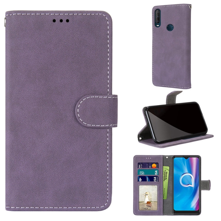 For Alcatel 1SE 2020 Retro Frosted Horizontal Flip PU Leather Case with Holder & Card Slots & Wallet & Photo Frame