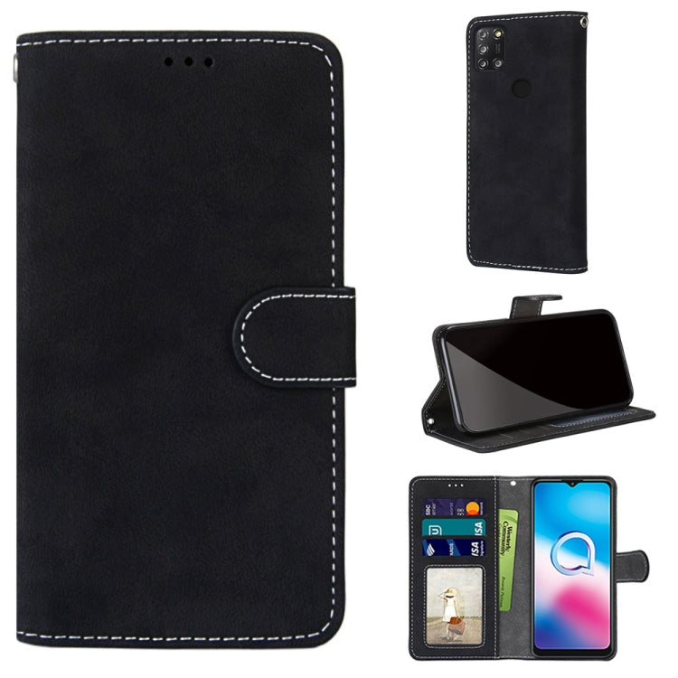 For Alcatel 3X (2020) Retro Frosted Horizontal Flip PU Leather Case with Holder & Card Slots & Wallet & Photo Frame