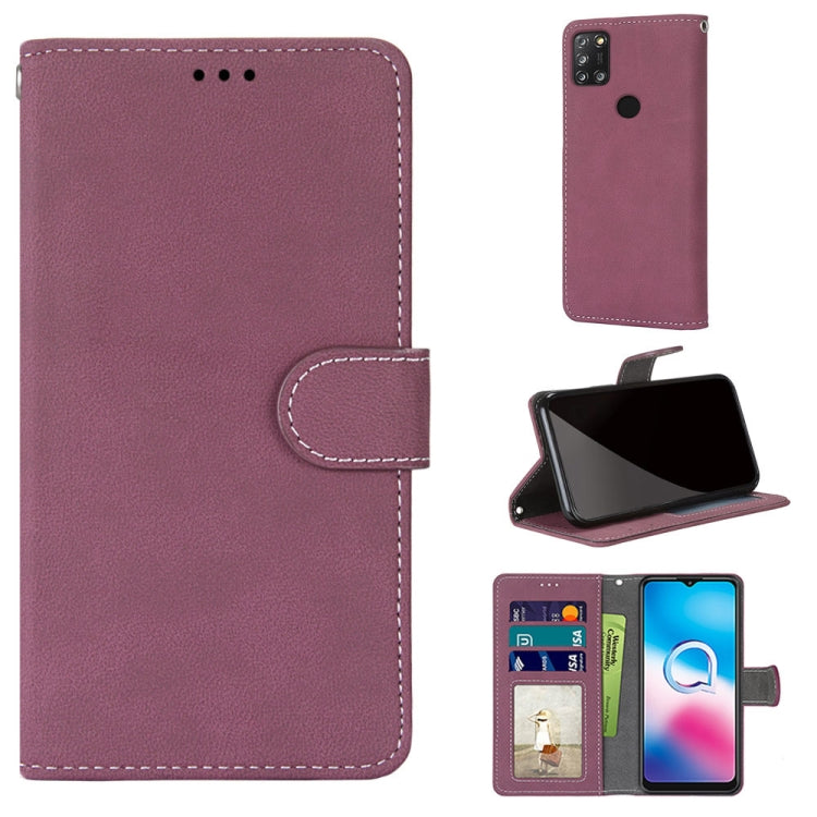 For Alcatel 3X (2020) Retro Frosted Horizontal Flip PU Leather Case with Holder & Card Slots & Wallet & Photo Frame