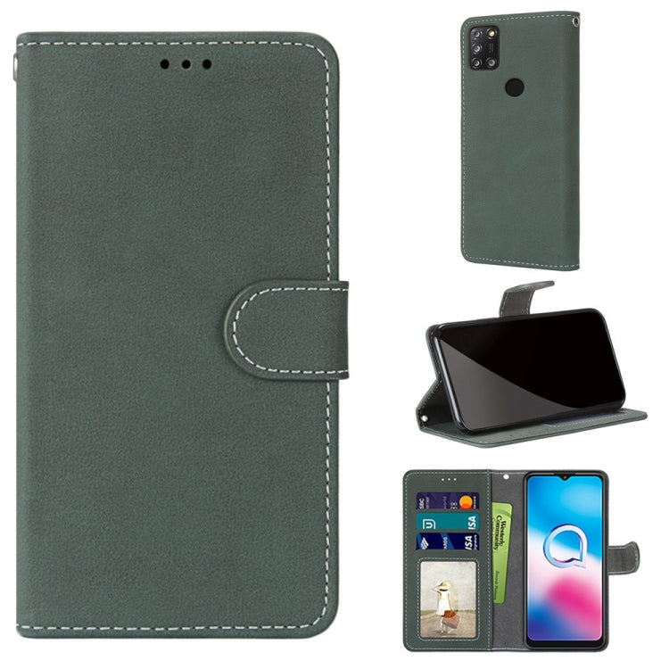 For Alcatel 3X (2020) Retro Frosted Horizontal Flip PU Leather Case with Holder & Card Slots & Wallet & Photo Frame