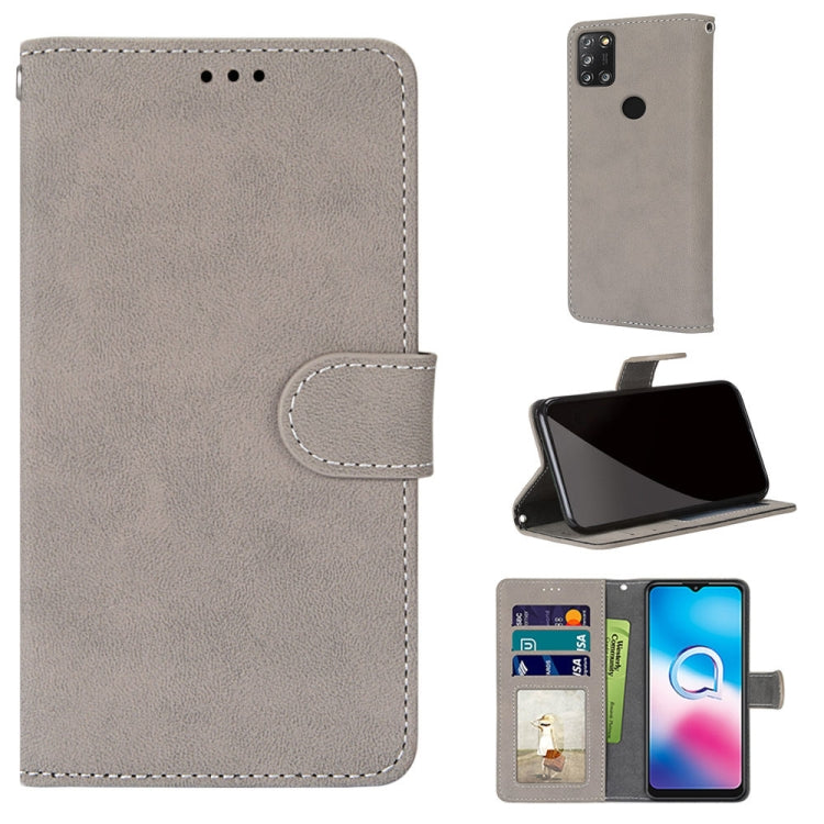 For Alcatel 3X (2020) Retro Frosted Horizontal Flip PU Leather Case with Holder & Card Slots & Wallet & Photo Frame