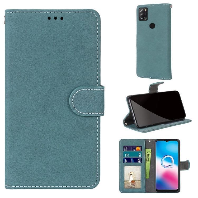 For Alcatel 3X (2020) Retro Frosted Horizontal Flip PU Leather Case with Holder & Card Slots & Wallet & Photo Frame