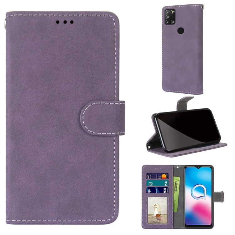 For Alcatel 3X (2020) Retro Frosted Horizontal Flip PU Leather Case with Holder & Card Slots & Wallet & Photo Frame