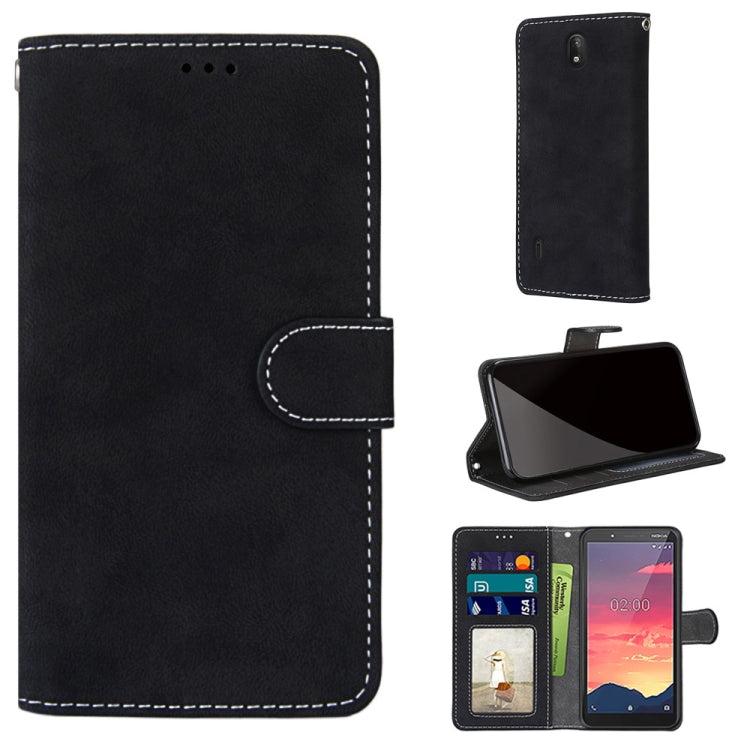 For Nokia C2 Retro Frosted Horizontal Flip PU Leather Case with Holder & Card Slots & Wallet & Photo Frame
