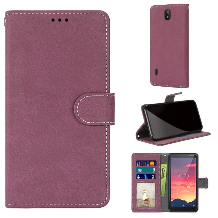 For Nokia C2 Retro Frosted Horizontal Flip PU Leather Case with Holder & Card Slots & Wallet & Photo Frame